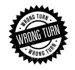 Wrong Turn rubber stamp. Grunge design with dust scratches. Effects can be easily removed for a clean, crisp look. Color is easily changed.