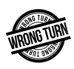 Obraz premium Wrong Turn rubber stamp. Grunge design with dust scratches. Effects can be easily removed for a clean, crisp look. Color is easily changed.