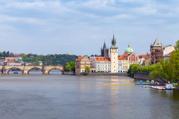 Fototapeta premium Old Prague view in summer day