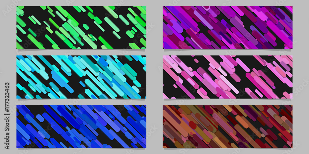 Poster modern random diagonal stripe pattern banner background design set - horizontal rectangle vector gra