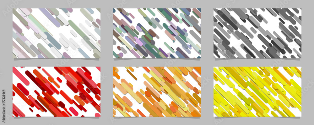 Poster geometrical seamless chaotic rounded diagonal stripe pattern card background set - vector stationery