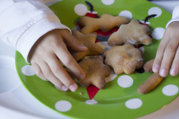 Christmas cookies on a beautiful green plate