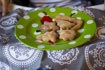 Christmas cookies on a beautiful green plate