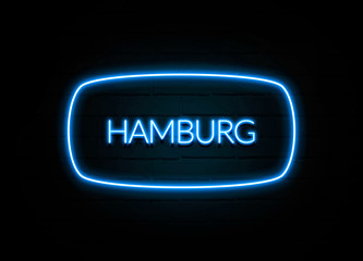 Hamburg  - colorful Neon Sign on brickwall