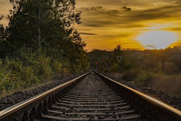 Fototapeta na wymiar Railway track near Bakov nad Jizerou station