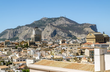 View over the rooftops of the old city and mount San Pellegrino. Sicily