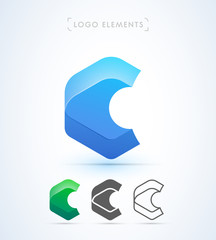C letter logo template. Vector, modern and abstract icon set. Material design, flat and line style