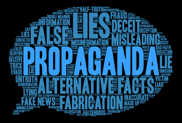 Propaganda Word Cloud on a black background. 