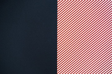 Black, red and white striped paper background. Minimalist style template