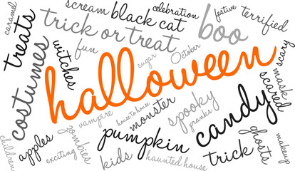 Halloween Word Cloud on a white background. 