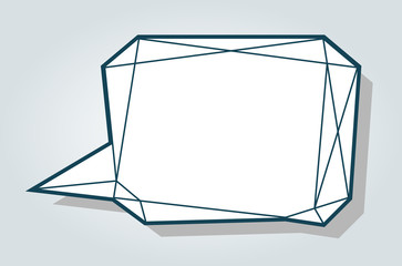 Low polygon vector blue speech talk balloon diamond shape template for quote