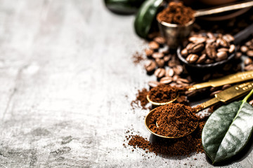 Closeup coffee beans arrangement