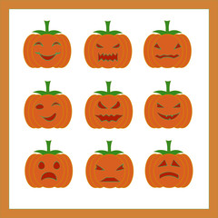 Orange pumpkin icons for Halloween. Vector illustration. EPS10