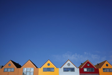 Colorful Dutch houses and blue sky