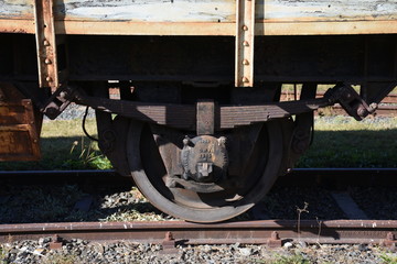 Rad, Federung, Feder, Puffer, Achse, Radachse, Spur, Spurkranz, Wagenrad, Eisen, Wagen, Waggon,...