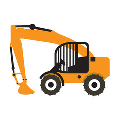 Excavator vehicle icon isolated on white background, Vector illustration