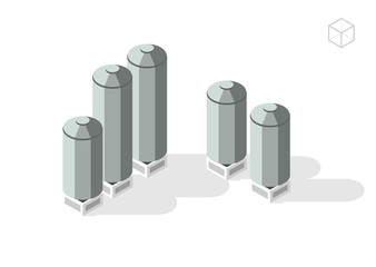 Isometric High Quality City Element on White Background . Silos © treter