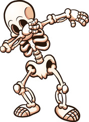 Dabbing cartoon skeleton . Vector clip art illustration with simple gradients. All in a single layer. 