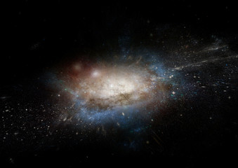 Stars, dust and gas nebula in a far galaxy