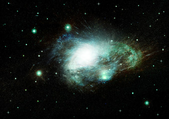 Fototapeta premium Gwiazdy, mgławica pyłu i gazu w odległej galaktyce