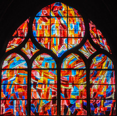 St-Severin Church's modern stained glass windows, Paris, France