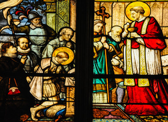 Fototapeta premium Iglesia de San Severin, San Luis Gonzaga y San Carlos Borromeo, París, Francia