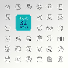 Thin lines web icons set for smartphone.
