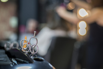 Closeup of hairdresser tools ( selective focus )