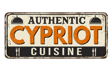 Authentic Cypriot cuisine  vintage rusty metal sign