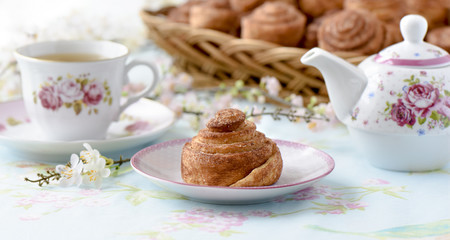 Cinnamon buns cake on a table