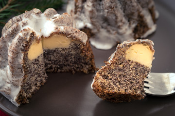 Christmas poppy seed cake with cheese.