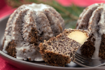 Christmas poppy seed cake with cheese.