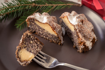 Christmas poppy seed cake with cheese.