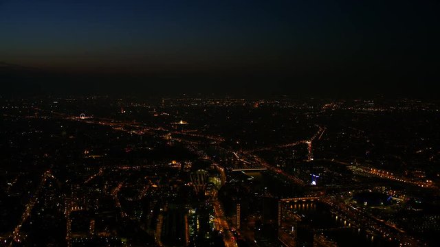 	 Panoramic aerial view of Paris cityscape at night