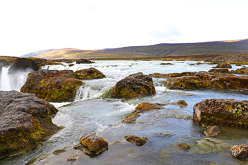 Godagoss (Fall of the Gods) Waterfall near the city of Akureyi, Iceland