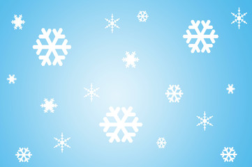 Fototapeta na wymiar Illustration of White Snowflakes on Light Blue