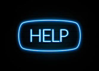 Help  - colorful Neon Sign on brickwall