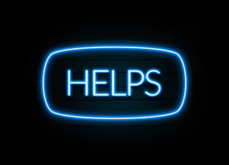 Helps  - colorful Neon Sign on brickwall