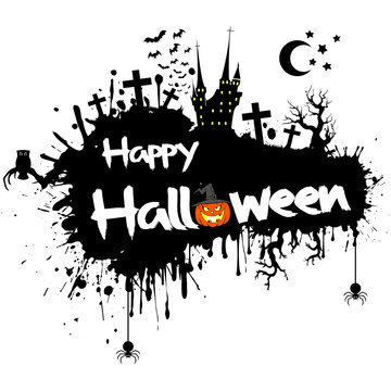 Banner happy halloween on isolated background
