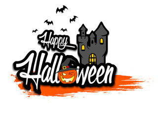 Banner happy halloween on isolated background