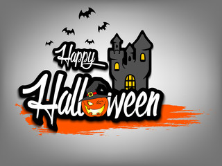 Banner happy halloween on isolated background