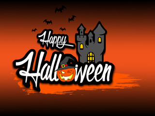 Banner happy halloween on isolated background