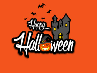 Banner happy halloween on isolated background