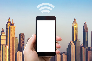 Hand Holding Cell Phone With Blank Screen