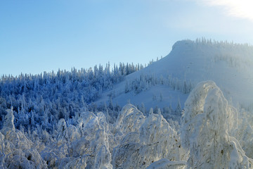Russian winter in the mountains