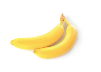 Ripe bananas on white background