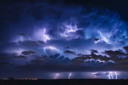 Lightning Storm Over Land