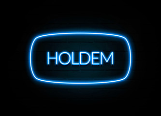 Holdem  - colorful Neon Sign on brickwall