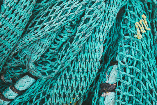 Pile of commercial fishing nets