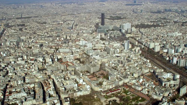  Aerial view of Paris Montparnasse railway station & the Montparnasse Tower